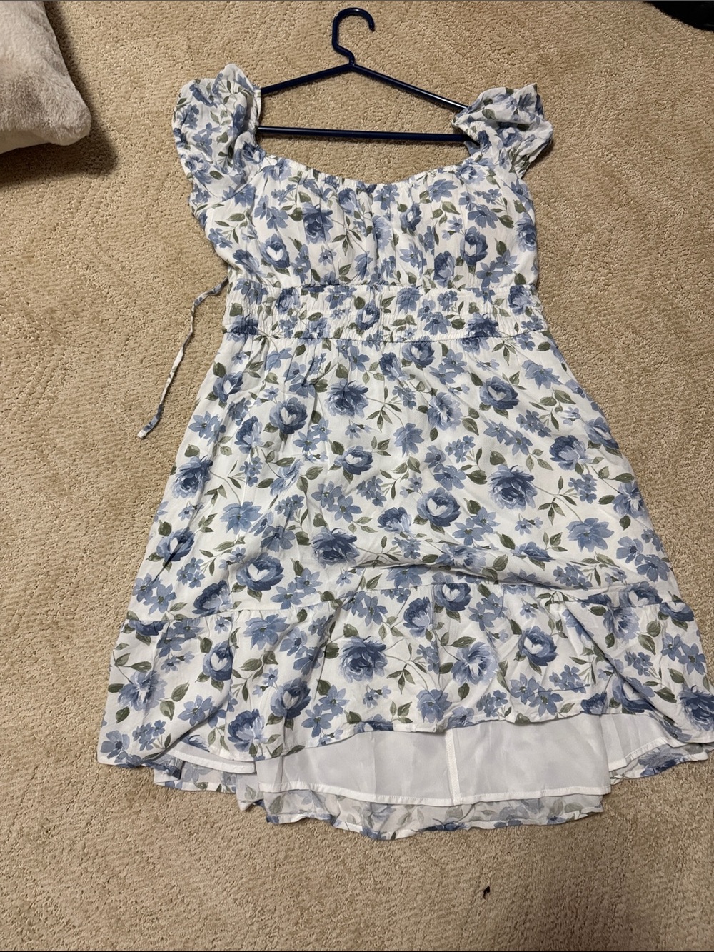 Hollister White Dress with Blue Floral Print